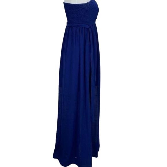 Hot and‎ Delicious Women's Blue Hi Low Fitted Padded Maxi Dress Medium - Picture 3 of 11